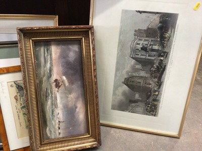 Lot 527 - Group of pictures, including watercolours, oil, antique prints