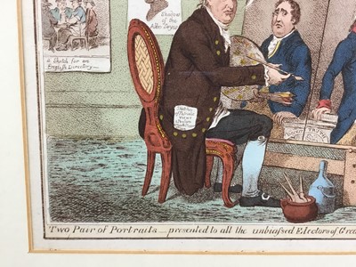 Lot 202 - 18th century Gillray engraving - 'Two Pair of Portraits - presented to all the unbiased Electors of Great Britain, by John Horne Tooke'
