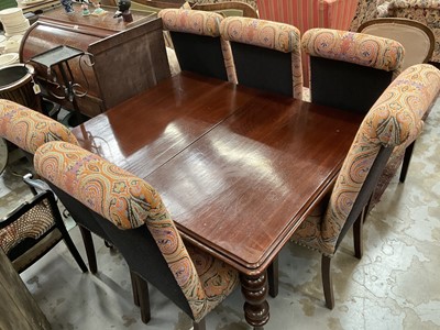 Lot 1240 - Victorian mahogany extending dining table, together with a set of eight modern high back dining chairs