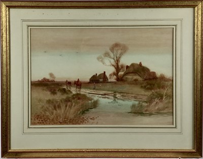 Lot 195 - Albert Haselgrave (fl. 1890-1920) watercolour - Evening Light at the end of the day, signed, 35cm x 51cm, mounted in glazed frame