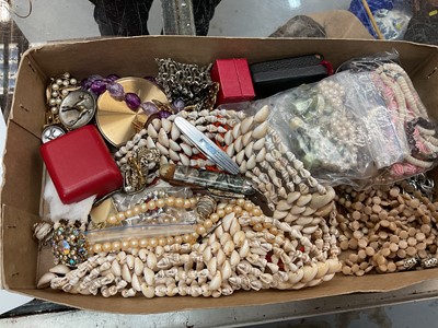 Lot 889 - Collection of faux pearl and other bead necklaces and other costume jewellery