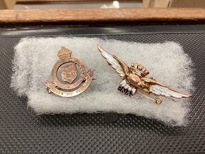 Lot 893 - 9ct gold Royal Naval Air Service (RNAS) sweetheart brooch, and a silver gilt Essex Imperial Yeomanry Sweetheart brooch (2)