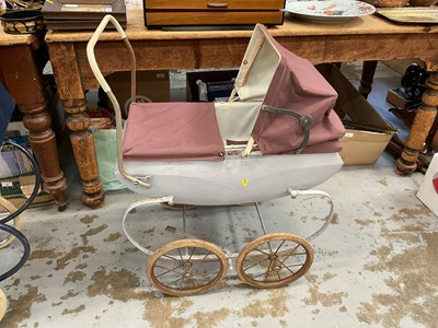 Lot 604 - Vintage Dolls pram and canopy