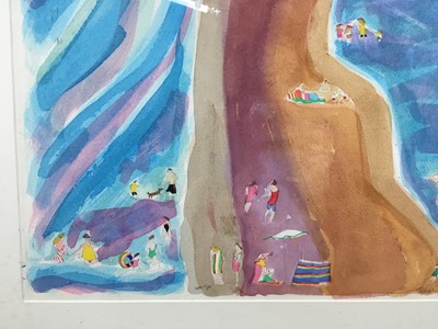 Lot 225 - Daphne Sandham (b.1950) watercolour - The Beach, signed, 73cm x 53cm, in glazed frame