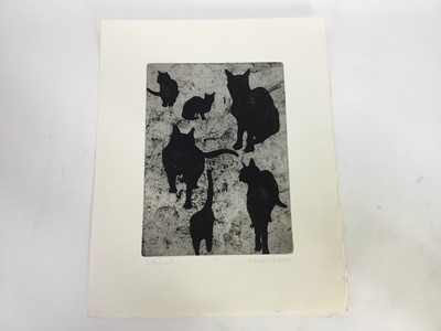 Lot 240 - Michael Carlo (b. 1945) etching - Black Cat, signed and numbered 6/75, 27 x 20cm, together with eleven further etchings by the same hand
