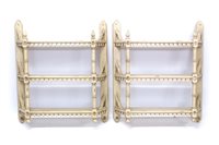 Lot 1392 - Pair of Gothic-style cream painted hanging...