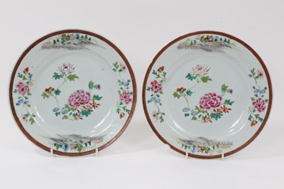 Lot 45 - A pair of unusual Chinese famille rose plates, Qianlong