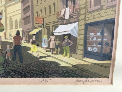 Lot 246 - Ewan Cameron (b.1962) silkscreen - The Street, signed and numbered 7/35, 23 x 28cm, together with another by the same hand, both in glazed frames