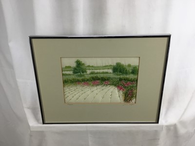 Lot 191 - Jane Wagner (contemporary) group of five embroidered landscapes, all signed and titled in glazed frames