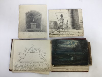 Lot 248 - Two small late Victorian albums containing drawings, watercolours and other works, various, 20 pages, average size 13cm x 17cm