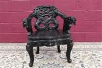 Lot 1394 - Antique Chinese carved hardwood throne chair,...