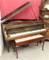 Lot 1395 - Early 20th century mahogany baby grand piano...