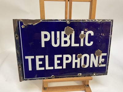 Lot 2030 - Vintage Public Telephone double sided enamel sign