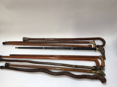 Lot 2458 - Collection of nine walking sticks