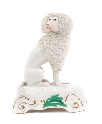 Lot 42 - A Staffordshire porcelain inkwell, in the form of a seated poodle, circa 1840