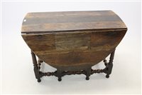 Lot 1401 - Late 17th / early 18th century oak drop-leaf...