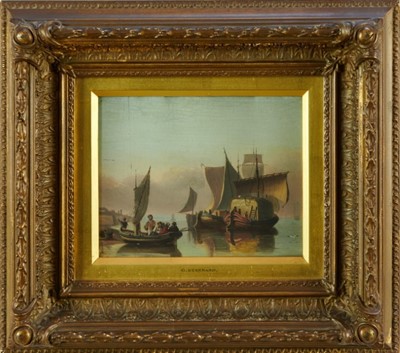 Lot 1205 - Attributed to Alfred George Stannard (1828-1885) oil on panel - Marine scene, 14cm x 18cm behind glass in gilt frame