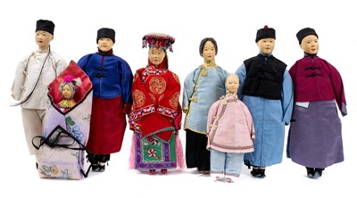 Lot 735 - Rare collection of eight early 20th century Chinese dolls