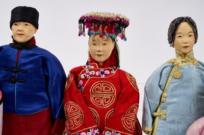 Lot 735 - Rare collection of eight early 20th century Chinese dolls