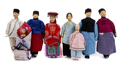 Lot 735 - Rare collection of eight early 20th century Chinese dolls