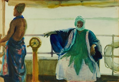 Lot 1223 - *Gerald Spencer Pryse (1882-1956) watercolour - Captain Sumah, Gongola, 54cm x 77cm, titled verso, unframed