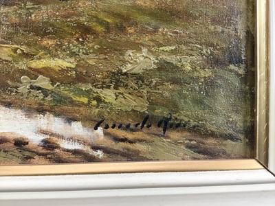 Lot 32 - Corrado Risi 20th Century oil on canvas - 'Campagne', signed and inscribed verso, 30cm x 60cm, in gilt frame