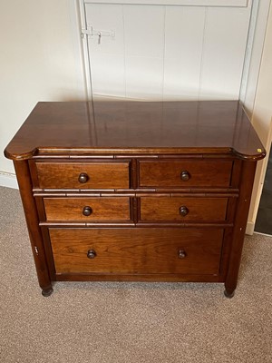 Lot 1318 - Contemporary chest of four short and one long drawer with faux bamboo mouldings