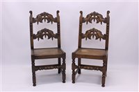 Lot 1412 - Pair of 17th century-style oak Derbyshire-type...