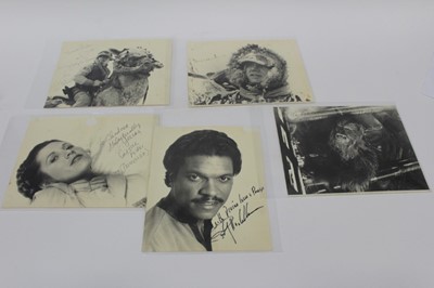 Lot 1476 - Rare collection of five original autographed publicity photographs of Star Wars actors, all signed.
