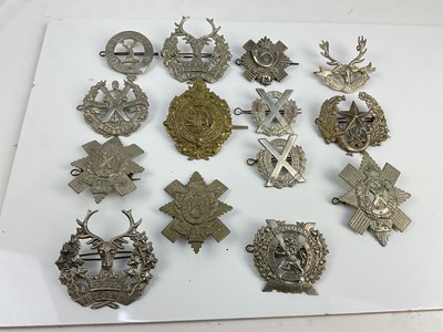 Lot 458 - Collection of fourteen Scottish military cap badges to include Liverpool Scottish and Scottish Horse, a mixture of reproduction and original badges noted.