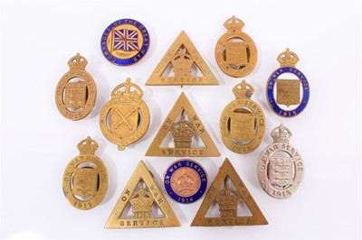Lot 461 - Collection of thirteen First World War On War Service badges, together with Comrades of the Great War badge (13).