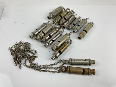 Lot 463 - Collection of fifteen Second World War A.R.P., military issue, Police and other Acme and Hudson whistles (15)