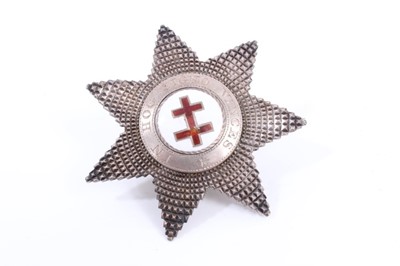 Lot 473 - Victorian silver and enamel Masonic Knight's Templar Preceptors Star breast badge (Birmingham 1858) and another similar Victorian silver and enamel breast badge (London 1852) (2)