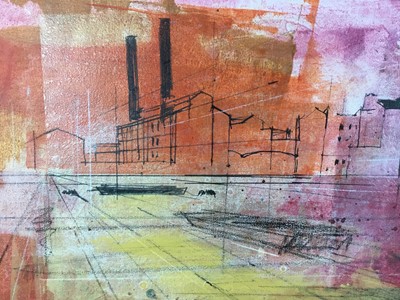 Lot 7 - *Richard Walker mixed media on canvas - Old River, signed and dated '05, 70cm x 100cm, unframed