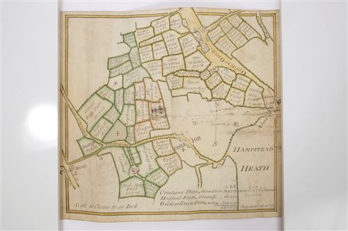 Lot 857 - Rare 19th century hand-drawn map of Golders...