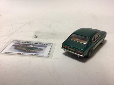 Lot 51 - Crossways Models Ford Capri 3 litre custom No.4 of limited edition of 25 metallic Appolo Green plus one other Ford Capri 3 litre No.11 of limited edition of 25 finished in metallic orange over whit...