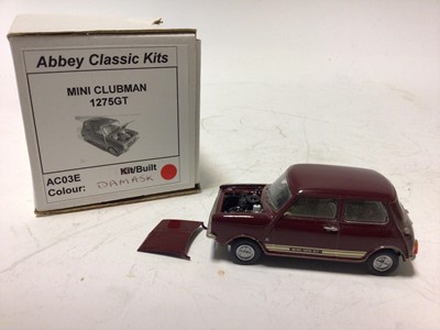Lot 58 - Abbey Classic Kits Triumph 2000 Saloon, Mini Clubman 1275GT, Ford Zodiac MK 3 Saloon all boxed (3)
