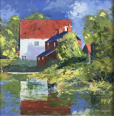 Lot 1 - Ken Eastall, contemporary, oil on board - Thorington Street Mill, signed and dated '10, 38cm square, framed