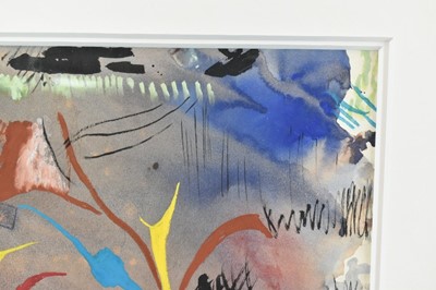 Lot 1141 - *Rowland Suddaby (1912-1972) watercolour and gouache - "Funfair Colours", studio number 01391 on reverse, 32.5cm x 49.5cm