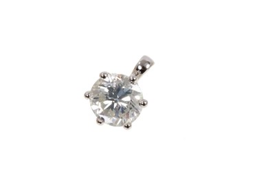 Lot 500 - Diamond single stone pendant with a round brilliant cut diamond estimated to weigh approximately 1.25cts in 18ct white gold six claw setting