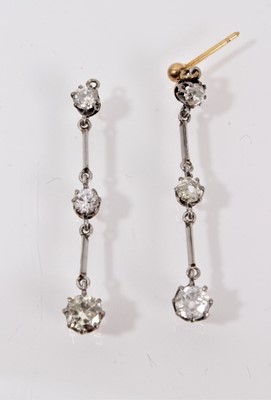 Lot 466 - Pair of Edwardian diamond pendant earrings