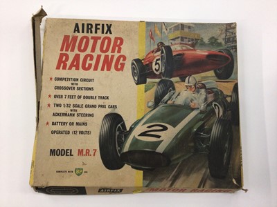 Lot 1913 - Airfix Motor Racing set MR7 (no cars) plus other boxed cars and track and accessories.