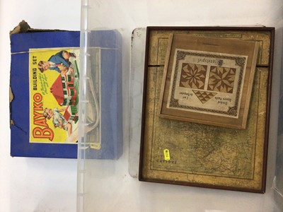 Lot 1915 - Cremers Wooden map of England and Wales, Bako building set, wooden square puzzle and building set.