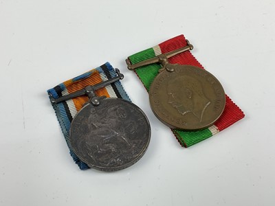 Lot 491 - First World War pair comprising Mercantile Marine War medal and War medal, named to James Kernarne.