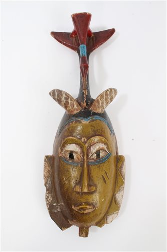 Lot 868 - Old African carved wooden tribal mask with...