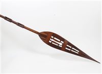 Lot 869 - Old African carved wooden ceremonial paddle...