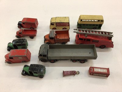 Lot 1946 - Die Cast unboxed selection of early play worn Dinky models including saloon cars, lorries, fire engine etc.