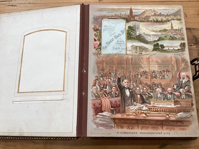 Lot 1461 - The Gladstone Album - illustrated leather bound, with original key and working musical movement