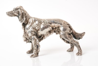 Lot 909 - Finely detailed Continental silver model of a Setter, marked 925, 13cm long