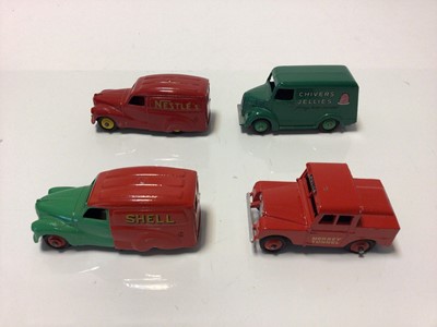 Lot 69 - Diecast Corgi and Dinky unboxed models including Smiths Carrier Van and Shop, Chivers Jellies and others